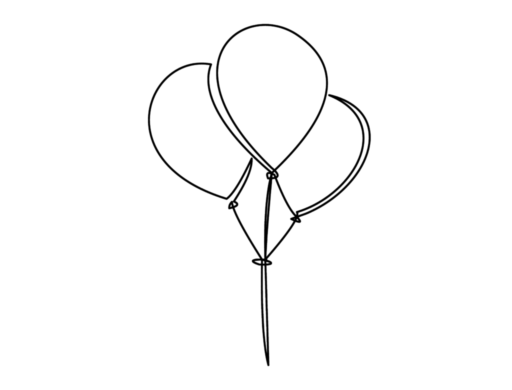 Symbol på tre ballonger i linjekonst
