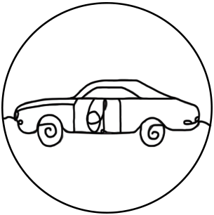 Symbol på en bil i linjekonst