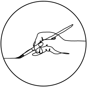 Symbol på en hand som målar med en pensel